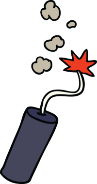 Bir insan tarafından çizilmiş dinamit çubuğunun el çizimi karikatürü.