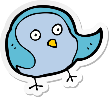 Bir insan tarafından çizilmiş çizgi film kuşunun çıkartması.