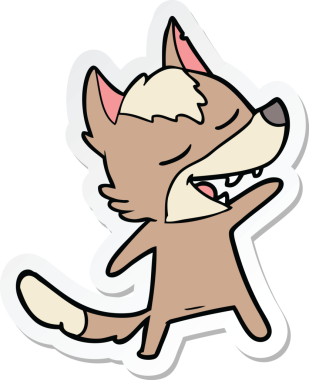 Bir insan tarafından çizilmiş bir kurt çizgi filminin çıkartması.