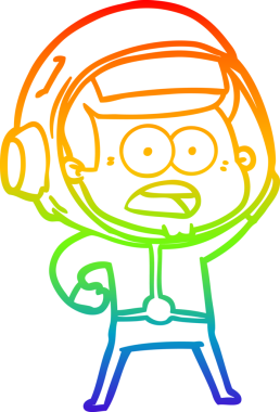 gökkuşağı gradyan çizgi çizimi bir insan tarafından çizilmiş astronot şaşırttı