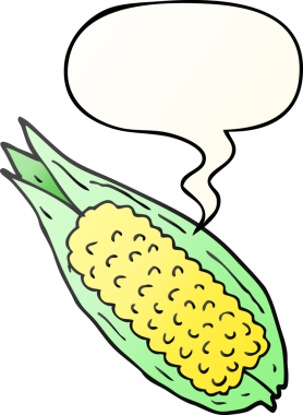 bir insan tarafından çizilmiş, konuşma baloncuklu mısırlar.