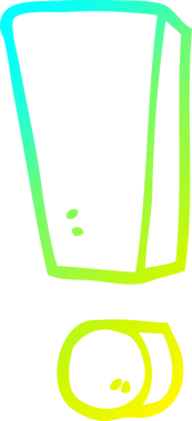 Bir insanın çizdiği karikatür ünlem işaretinin soğuk gradyan çizgisi.