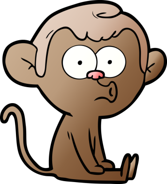 Bir insan tarafından çizilmiş korna çalan maymun.