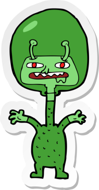 Bir insan tarafından çizilmiş uzay uzaylısının çıkartması.