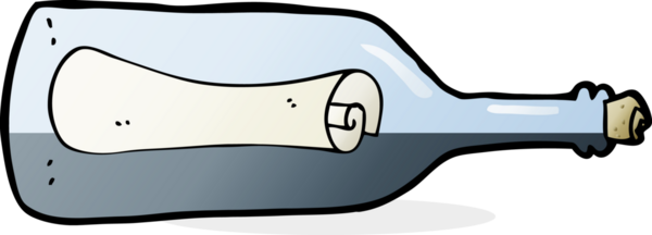 Bir insan tarafından çizilmiş şişedeki çizgi film mesajı.