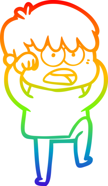 Bir insan tarafından çizilmiş endişeli bir çizgi film çocuğunun çizimi.