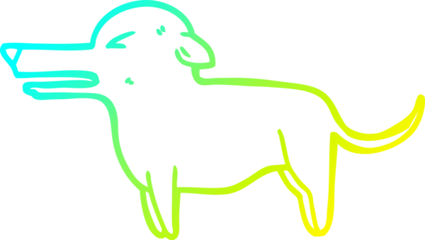 Bir insan tarafından çizilen çizgi film köpeğinin soğuk gradyan çizgisi.