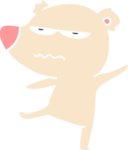 Sinirli ayı düz renkli çizgi film insan tarafından çizilmiş.