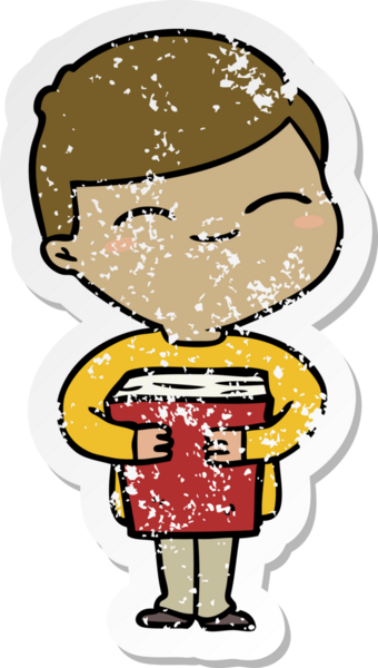 Bir insan tarafından çizilmiş gülümseyen bir karikatür çıkartması.