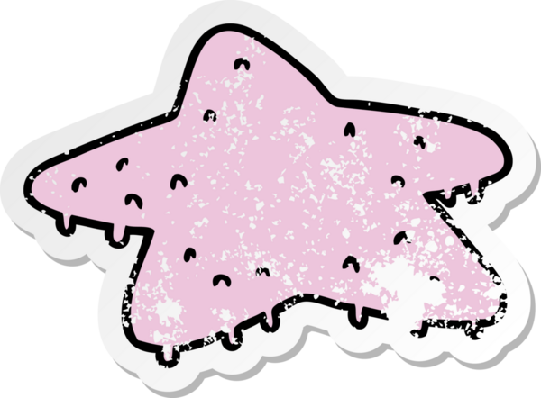 İnsan eliyle çizilmiş bir yıldız balığının çizilmiş karikatürü.