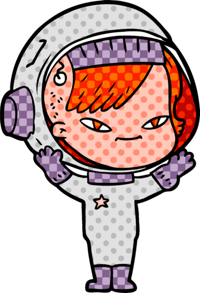 Bir insan tarafından çizilmiş astronot kadın.