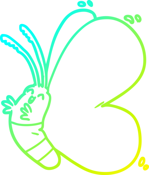 Bir insan tarafından çizilmiş komik bir kelebeğin soğuk gradyan çizgisi