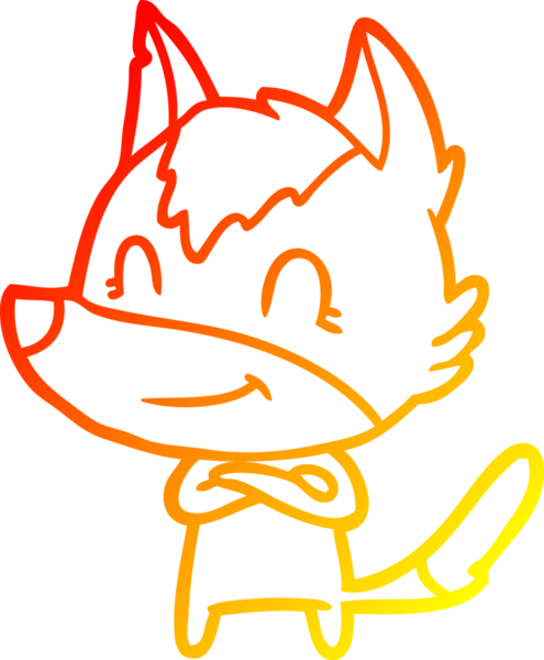 Bir insan tarafından çizilmiş dost canlısı bir kurt çizgi çizimi.