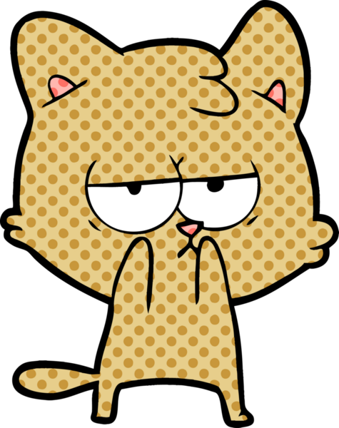 Bir insan tarafından çizilmiş sıkıcı çizgi film kedisi.