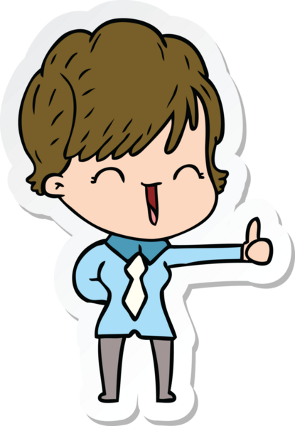 Bir insan tarafından çizilmiş gülen bir karikatür çıkartması.