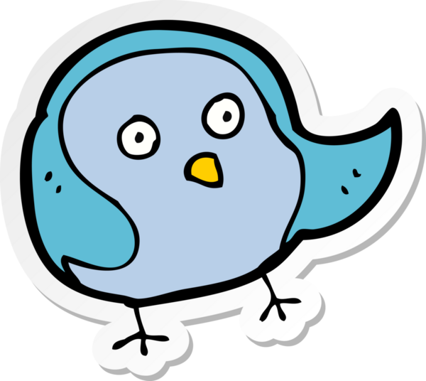 Bir insan tarafından çizilmiş çizgi film kuşunun çıkartması.