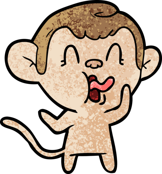 Bir insan tarafından çizilmiş çılgın çizgi film maymunu