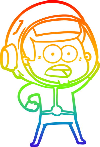 gökkuşağı gradyan çizgi çizimi bir insan tarafından çizilmiş astronot şaşırttı