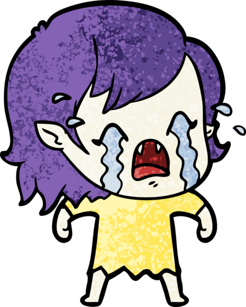 Bir insan tarafından çizilmiş ağlayan vampir kız çizgi filmi.