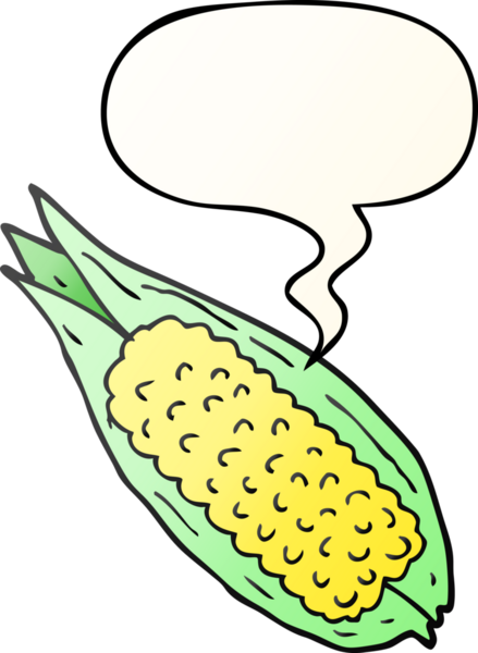 bir insan tarafından çizilmiş, konuşma baloncuklu mısırlar.