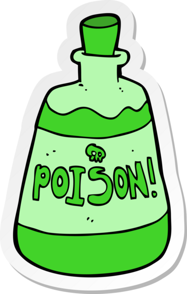 Bir insan tarafından çizilmiş bir zehir şişesinin etiketi.