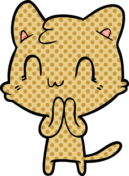 Bir insan tarafından çizilmiş mutlu bir kedi.