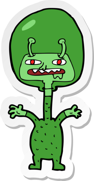 Bir insan tarafından çizilmiş uzay uzaylısının çıkartması.