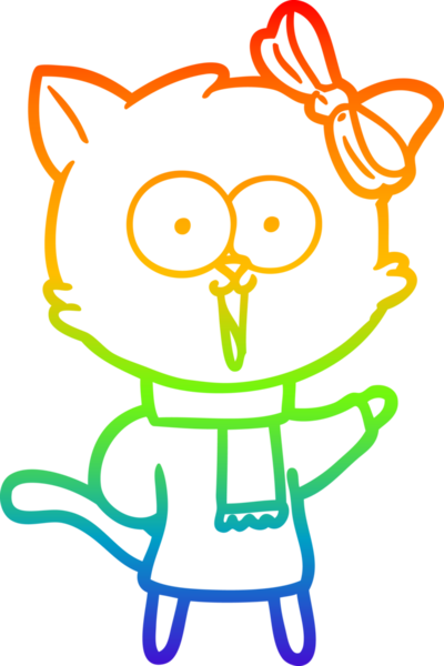 gökkuşağı gradyanı çizimi bir insan tarafından çizilmiş çizgi film kedisi