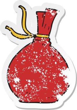 Bir insan tarafından çizilmiş Noel Baba Çuvalı çizgi filminin gerilimli yapıştırması.