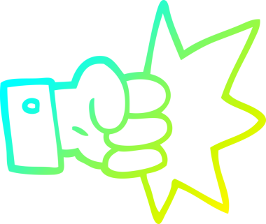 Bir insan tarafından çizilmiş yumruk karikatürünün soğuk gradyan çizimi