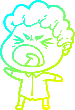 Bir insan tarafından çizilmiş öfkeli bir çizgi film karakteri.