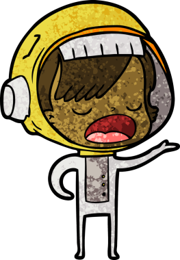 Karikatür astronot kadın bir insan tarafından çizilmiş.