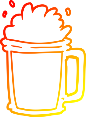 Bir insan tarafından çizilen yarım litre biranın sıcak gradyan çizgisi.