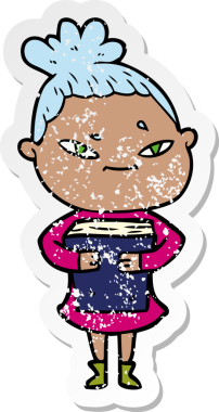 Bir insan tarafından çizilmiş karikatür bir kadının sıkıntılı çıkartması.