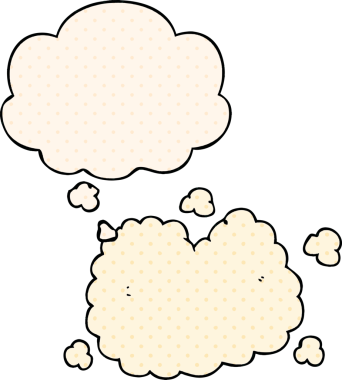 Bir insan tarafından çizilmiş, düşünce baloncuklu çizgi film duman bulutu.