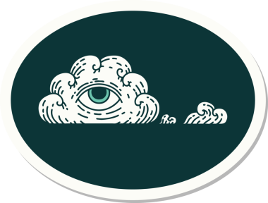 Her şeyi gören bir insan tarafından çizilmiş geleneksel bir dövme çıkartması.