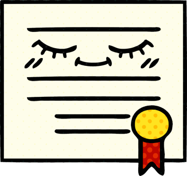 Bir insan tarafından çizilmiş mezuniyet diplomasının çizgi romanı.