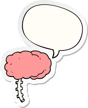 Bir insan tarafından çizilmiş konuşma balonu çıkartmalı çizgi film beyni.