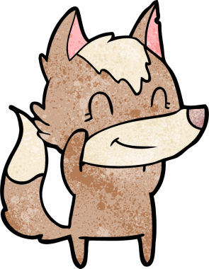 Bir insan tarafından çizilmiş dost canlısı bir kurt.