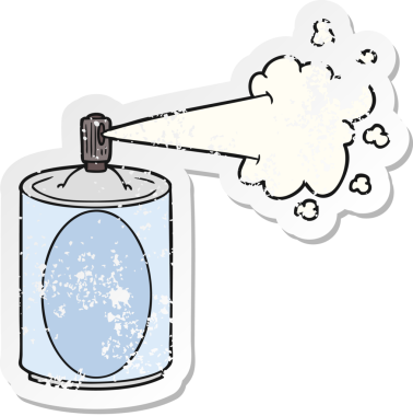 Bir insan tarafından çizilmiş karikatür spreyinin sıkıntılı çıkartması.