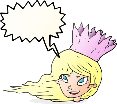 Bir insan tarafından çizilmiş saçı olan serbest konuşma balonu karikatürü kadın.