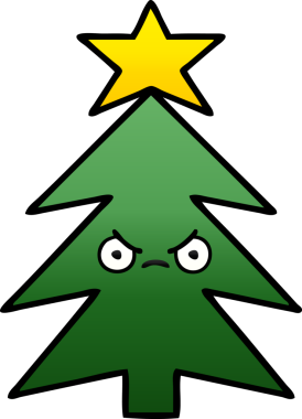 Bir insan tarafından çizilmiş bir noel ağacının gölgeli karikatürü.