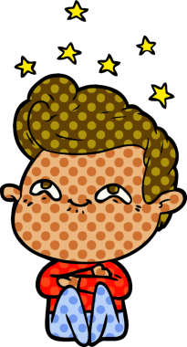 Bir insan tarafından çizilmiş heyecanlı bir çizgi film.