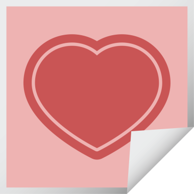 kalp sembolü grafik vektör illüstrasyon kare etiketi bir insan tarafından çizilmiş