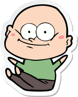 Bir insan tarafından çizilmiş kel bir adamın çıkartması.