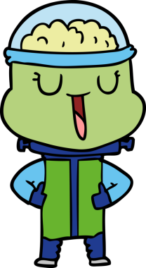 Bir insan tarafından çizilmiş mutlu çizgi film robotu