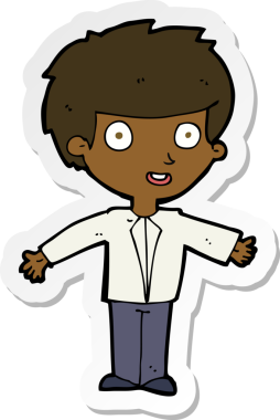 Bir insan tarafından çizilmiş mutlu bir çocuğun çıkartması.