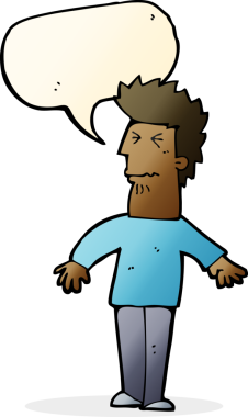 Bir insan tarafından çizilmiş konuşma balonlu bir adam.