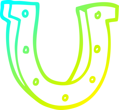 Bir insan tarafından çizilmiş altın renkli çizgi bir at nalı.