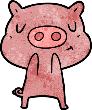 Bir insan tarafından çizilmiş çizgi film içerikli domuz.